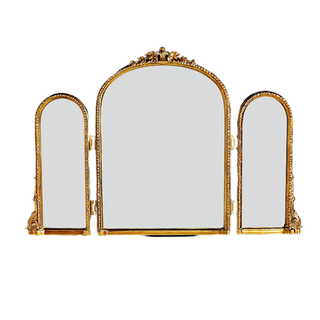 Gold tri-fold mirror