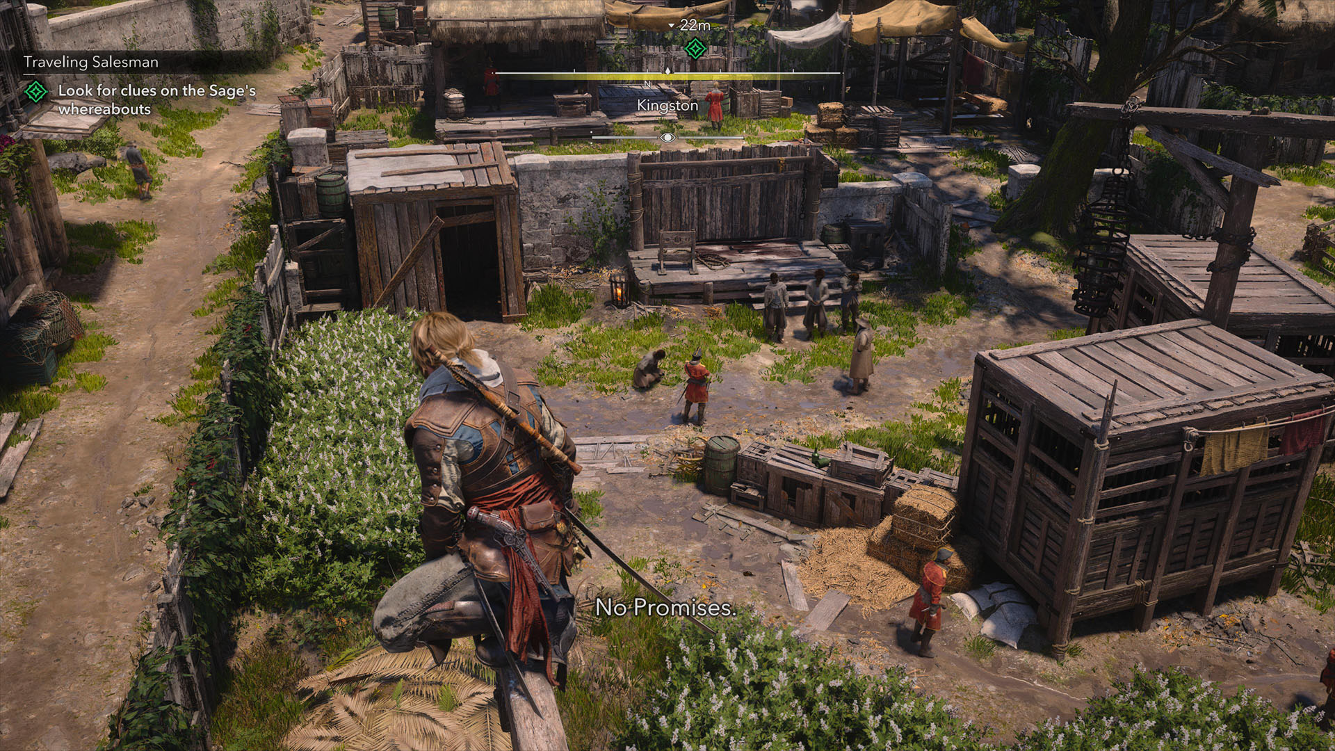 Edward watches guards from a vantage point in Kingston in Assassin's Creed Black Flag Resynced