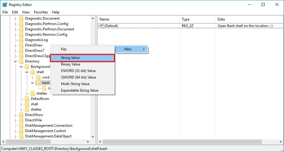 How to launch Bash shell from right-click context menu on Windows 10 ...