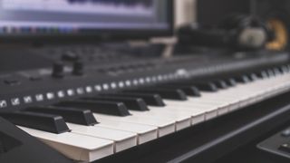 Digital piano in a studio