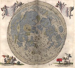 Map of the Moon engraved by the astronomer Johannes Hevelius, 1645.
