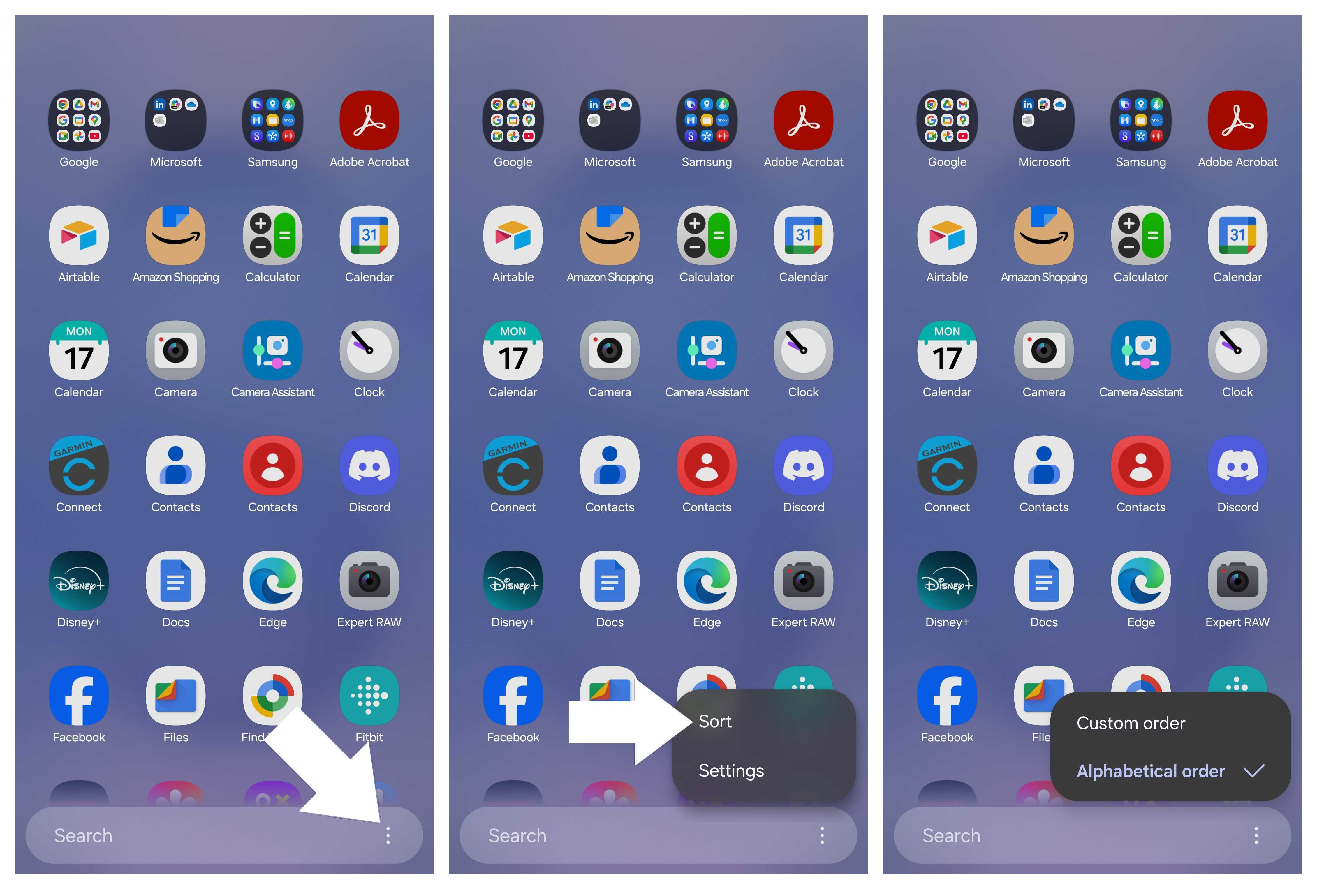 Enable vertical app drawer on a Samsung phone