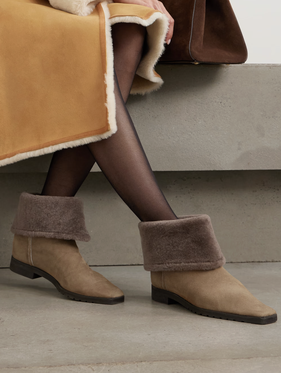 Toteme, Shearling-Trimmed Suede Ankle Boots