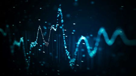 A stock trading graphic going up and down.