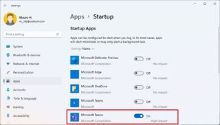 Enable app at Startup settings