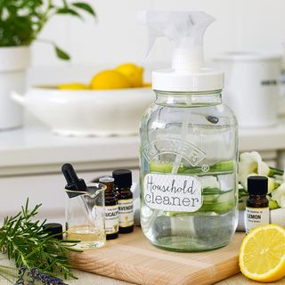 cleaner spray bottle and lemon