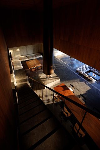 Not a hotel space interior in Japan, showing living space shot from above