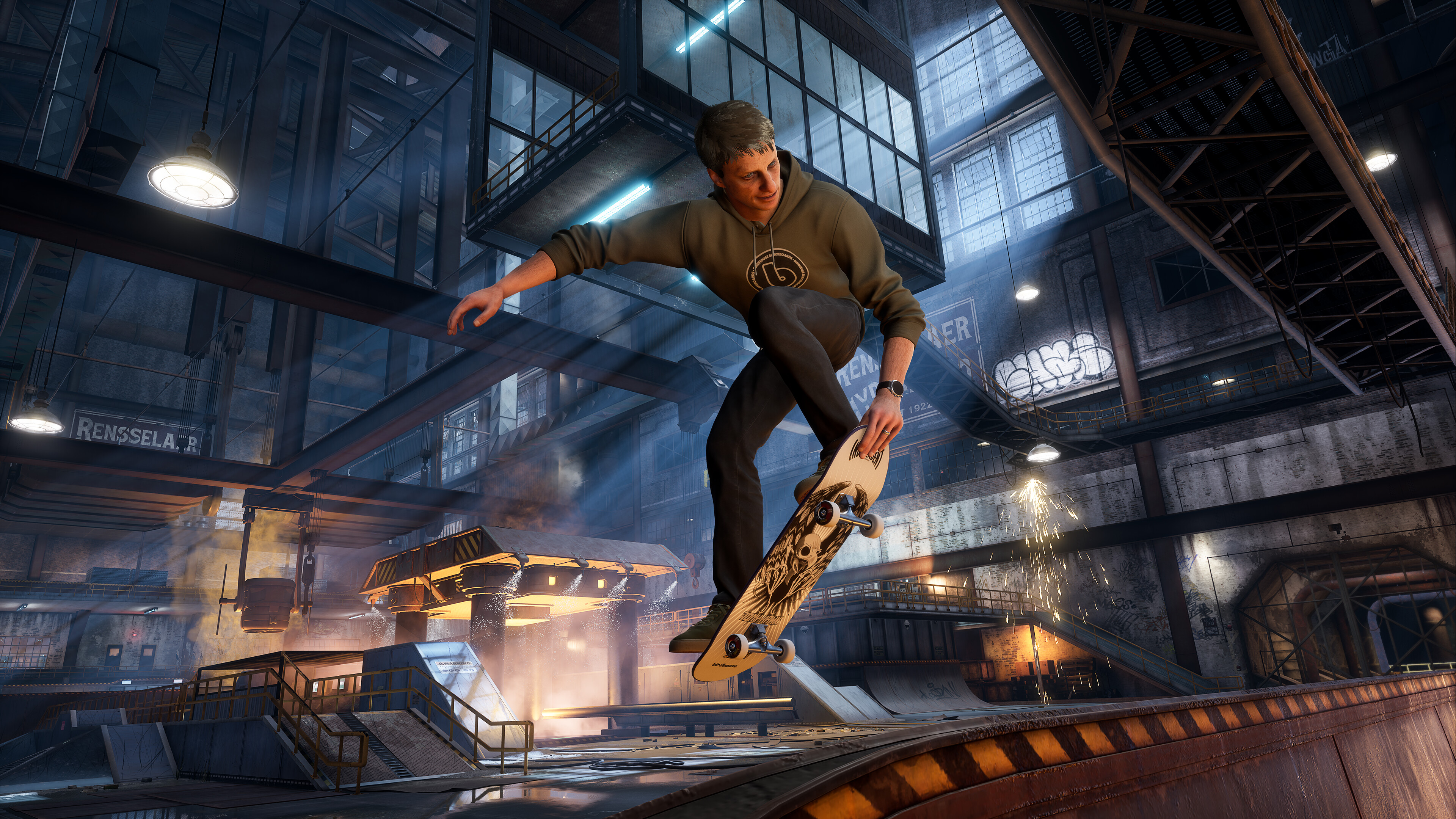 Promotional screenshot of Tony Hawk skating in Tony Hawk's Pro Skater 3 + 4