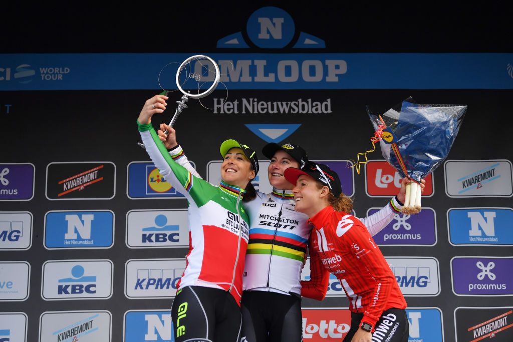 NINOVE, BELGIUM - FEBRUARY 29: during the 75th Omloop Het Nieuwsblad 2020, Men Race a 200km race from Ghent to Ninove / @OmloopHNB / #OHN20 /on February 29, 2020 in Ninove, Belgium. (Photo by Tim de Waele/Getty Images)