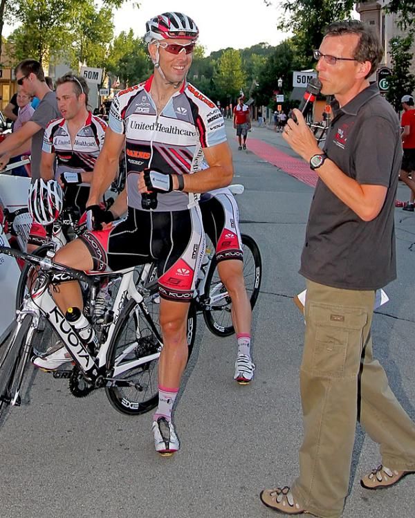 Karl Menzies is interviewed after his win.