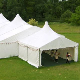 canvas tent with grass