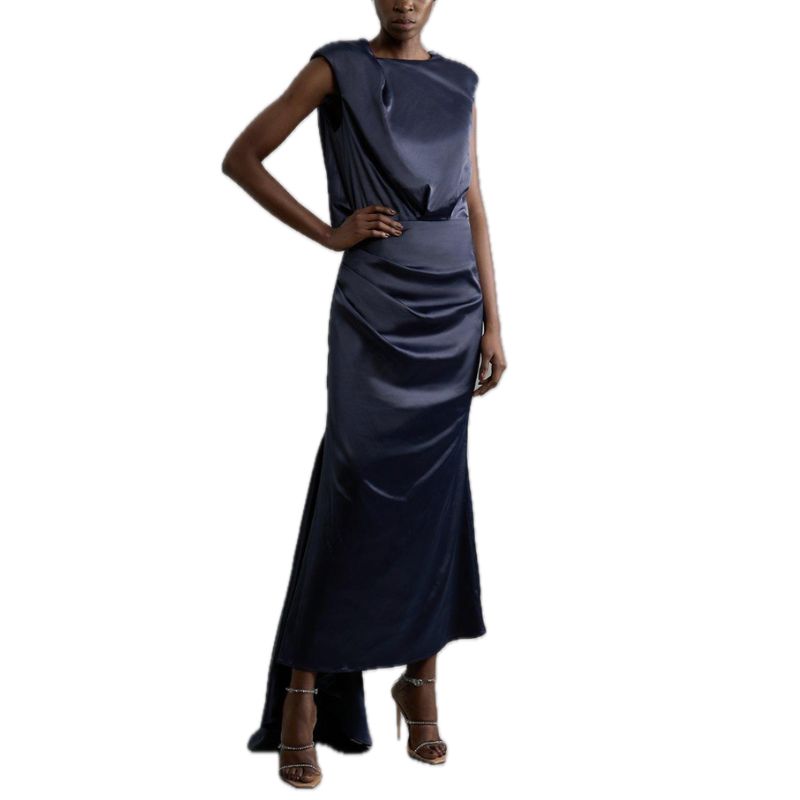 Karen Millen, Sleeveless Satin Drape Woven Maxi Dress