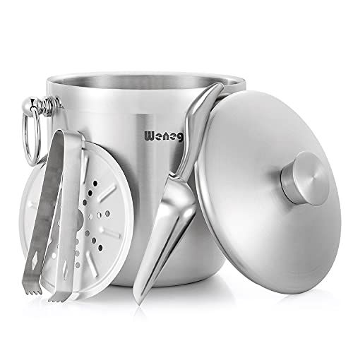 WENEGG 3L Ice Bucket With Lid, Scoop, Tongs and Strainer