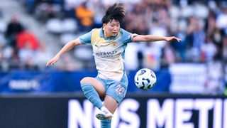 Aoba Fujino of Manchester City controls the ball during the UEFA Women&#039;s Champions League 2024/25 Second Round First Leg match between Paris FC and Manchester City at Stade Sebastien-Charlety on September 18, 2024 in Paris, France.