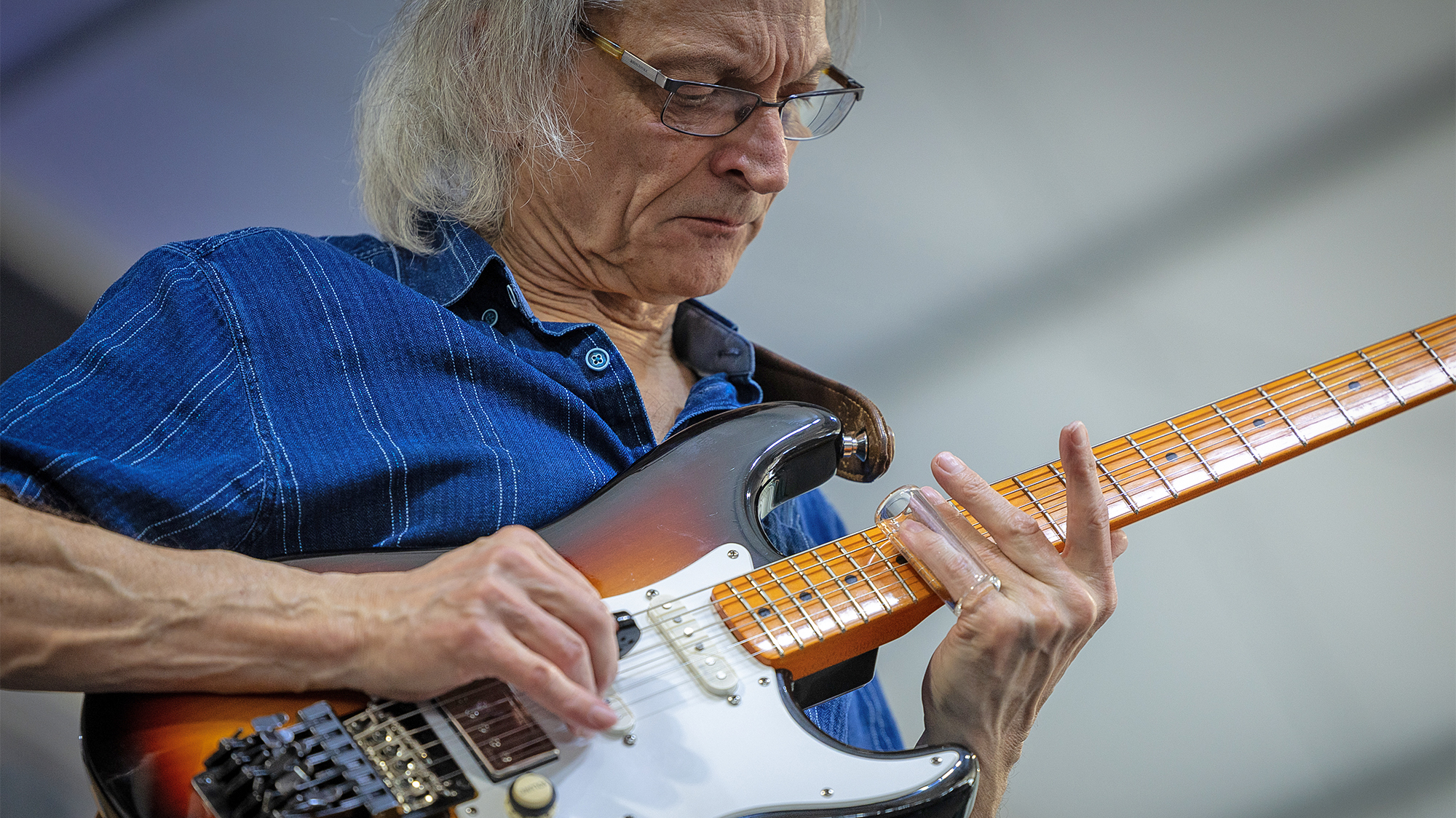Sonny Landreth performs during the 2025 New Orleans Jazz & Heritage Festival at Fair Grounds Race Course on May 04, 2025 in New Orleans, Louisiana. 
