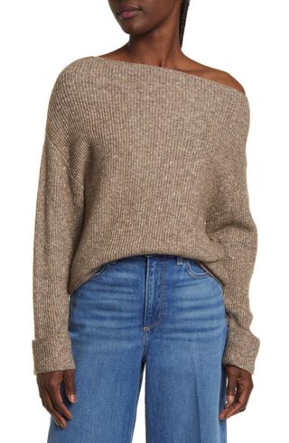 One-Shoulder Rib Sweater