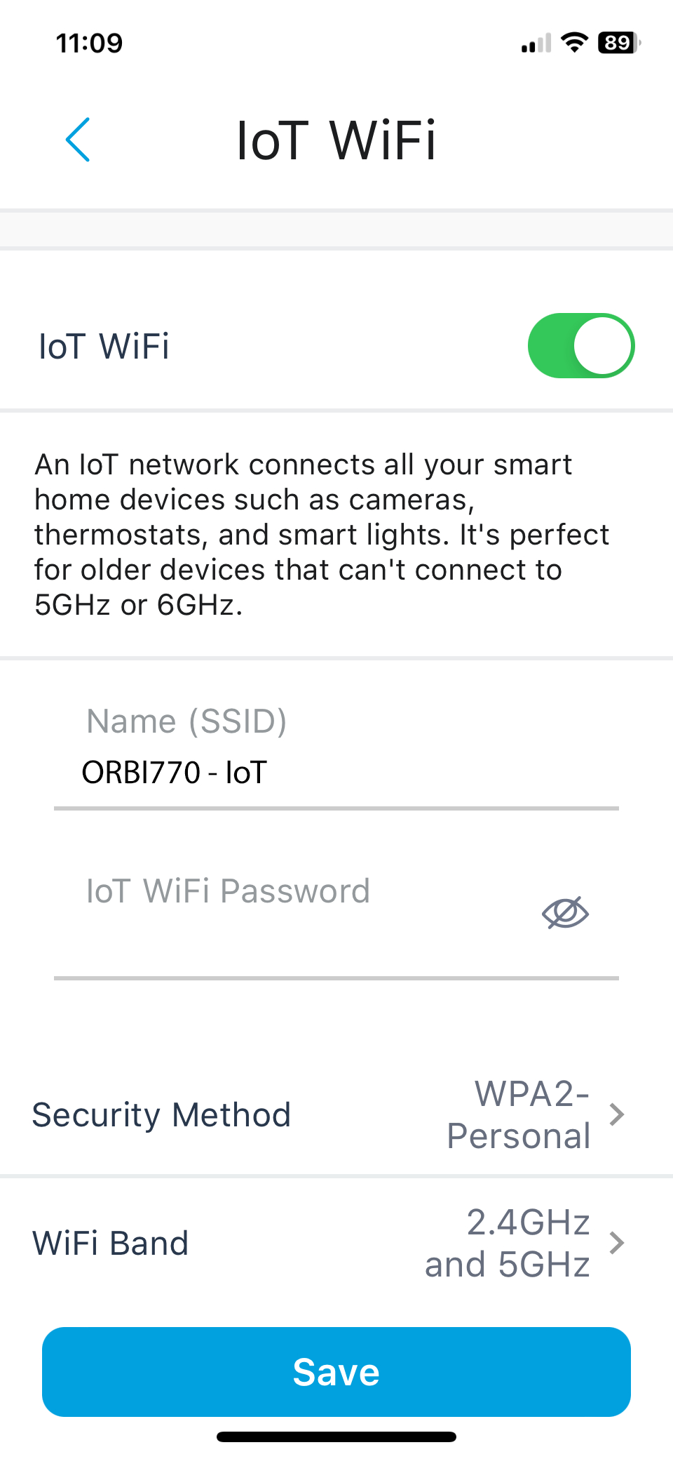 Netgear Orbi 770 app, IoT WiFi page