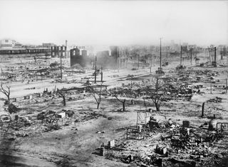 ruins of greenwood district after race riots, tulsa, oklahoma, usa, american national red cross photograph collection, june 1921 photo by ghiuniversal history archiveuniversal images group via getty images