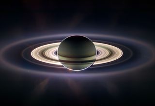 Taken with Cassini's wide-angle camera, this composite is a mosaic of 27 frames shot during a 12-hour pass through Saturn's shadow on Sept. 15, 2006. Cassini would create a much-improved version of this image in July 2013.