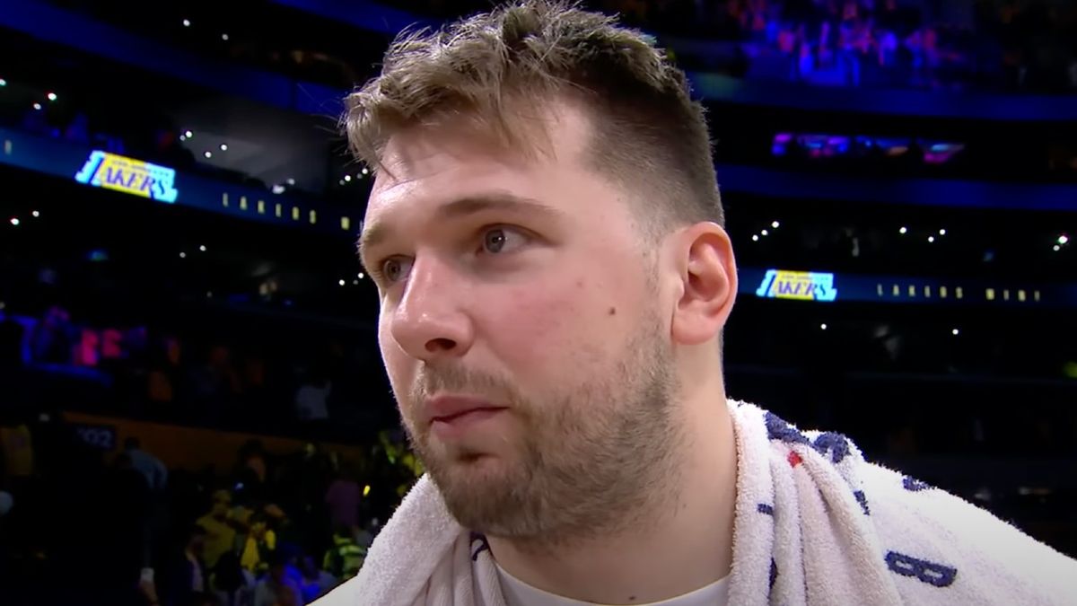 Luka Dončić in his postgame interview in his Lakers debut