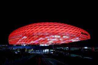 General view of Bayern Munich's Allianz Arena ahead of the Champions League clash against Lazio in March 2024.