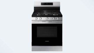 Samsung NX60A6311SS/AA gas range with five burners, available in black stainless steel and stainless steel