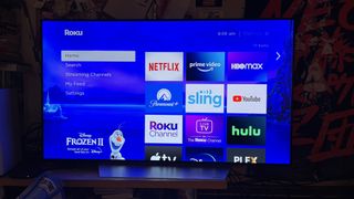 The Roku home screen with a Frozen II theme