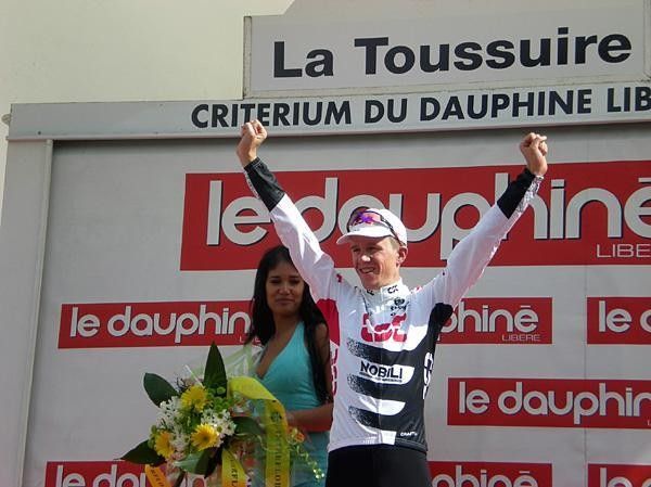 Chris Anker S&oslash;rensen savours his first big victory in La Toussuire.
