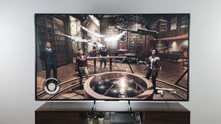Hisense UX Mini-LED TV in living room showing Starfield on screen