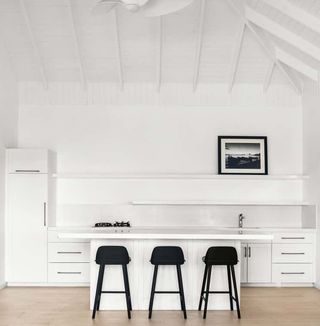 A kitchen with an all white scheme