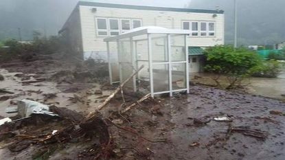 The scene of a landslide in Sitka, Alaska.