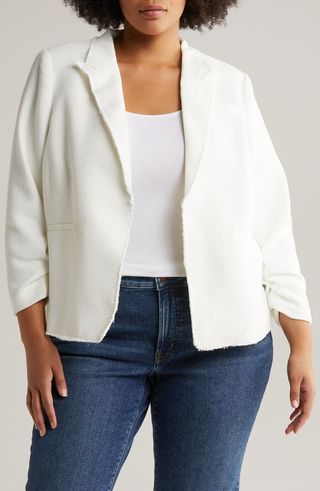 Raw Hem Crop Blazer