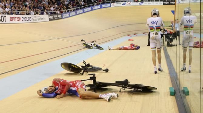 The British men's team pursuiters have a disastrous ride after three riders came down in the qualifying round