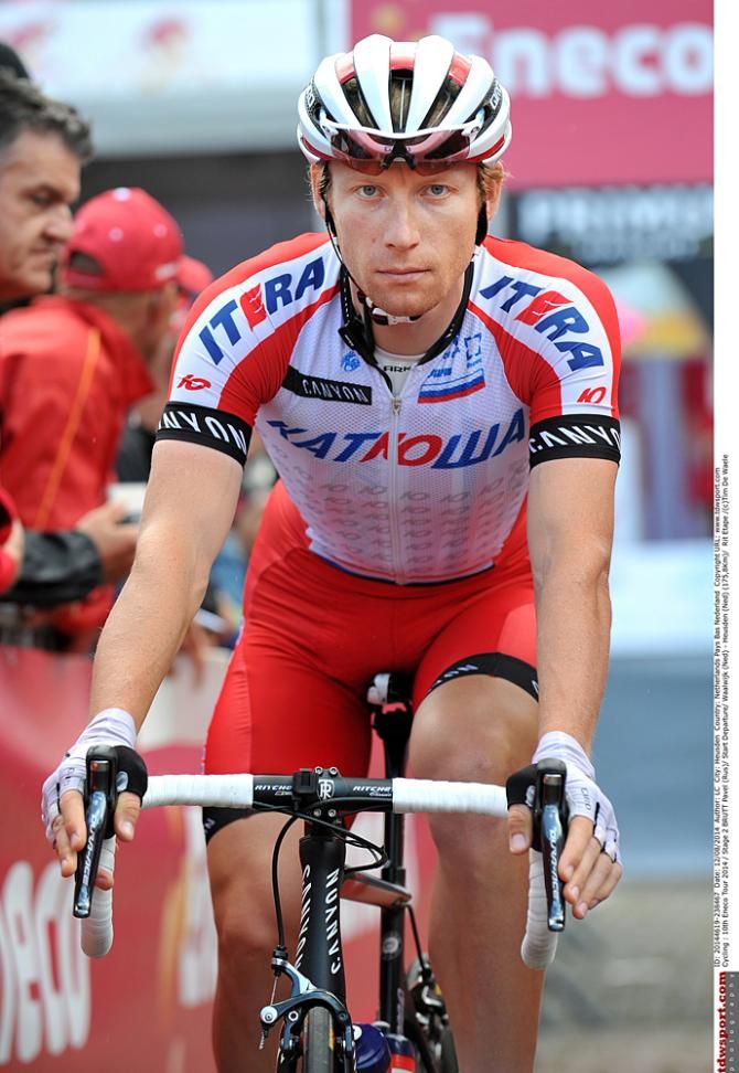 Pavel Brutt (Katusha) was in the day's breakaway but was caught with a few kilometers to go