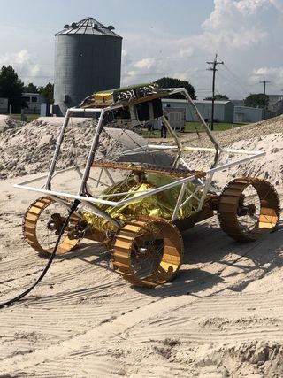 A prototype built by NASA as it designs the VIPER rover to study water ice on the moon.