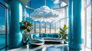 Blue toned image of window