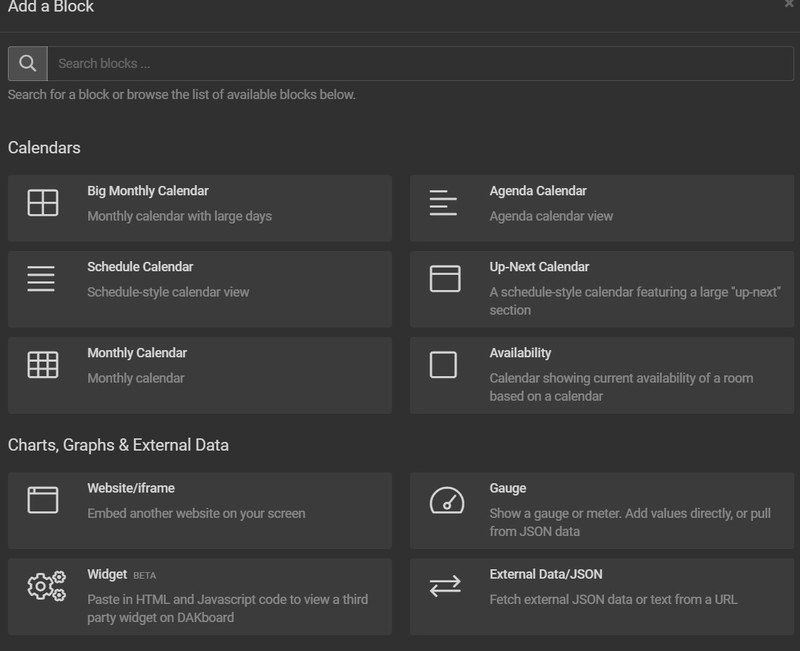 DAKboard Blocks Screenshot