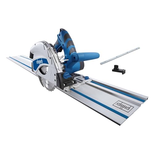 Scheppach Pl55 Plunge Saw | 160mm Circular Saw | 1.4m Track | 1200w | 55cm Depth Cuts Wood, Metal, Plastic, Flooring | 45&amp;deg; Tilt | Inc. Rails &amp;amp; Connector