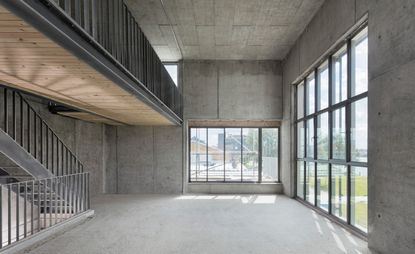 Empty interior of concrete build