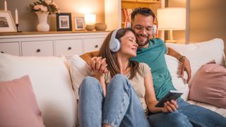 Couple listening to music