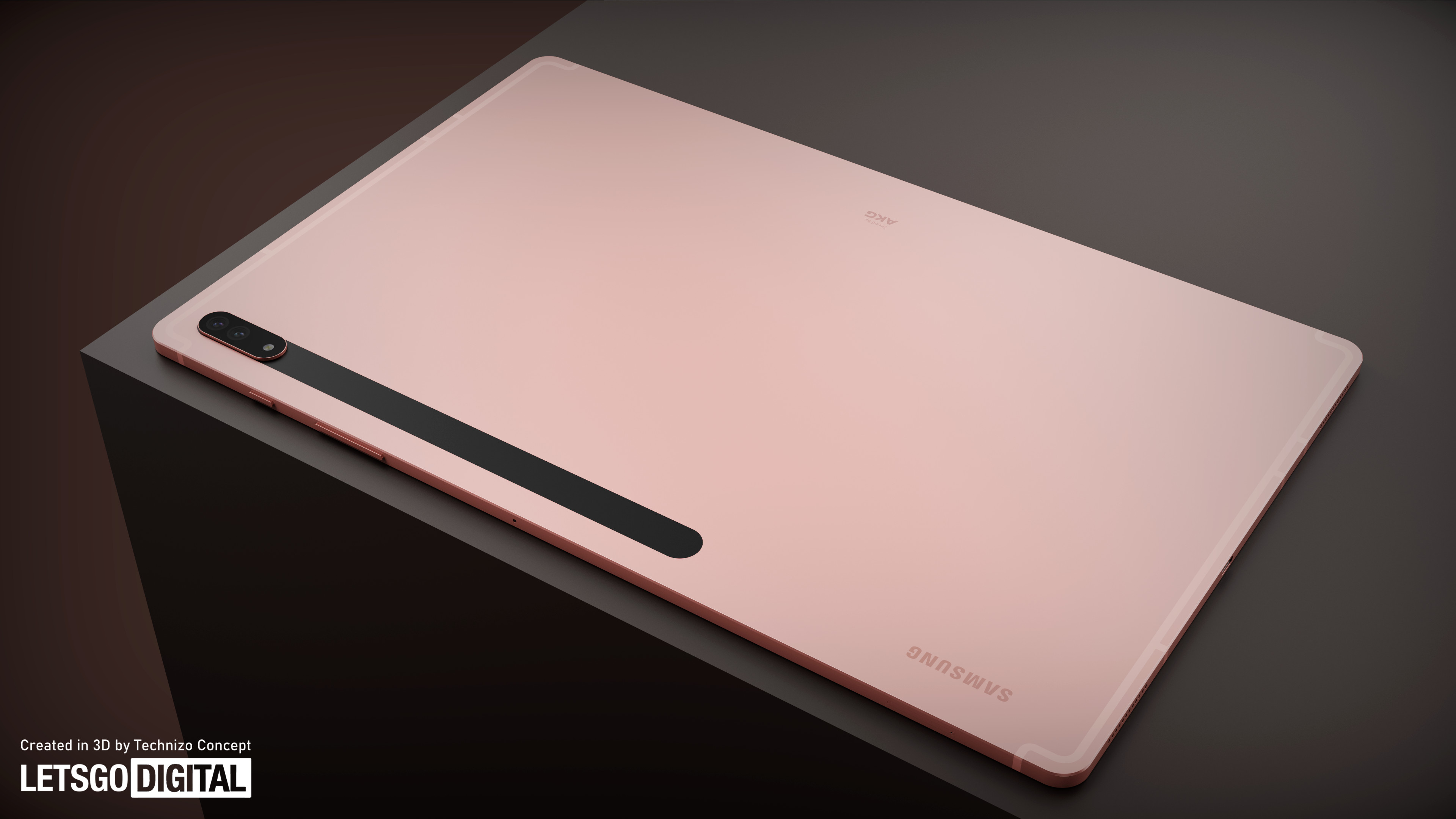 An unofficial render of the back of the Samsung Galaxy Tab S8, in rose gold