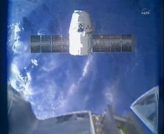 SpaceX Dragon capsule below International Space Station on March 3, 2013.