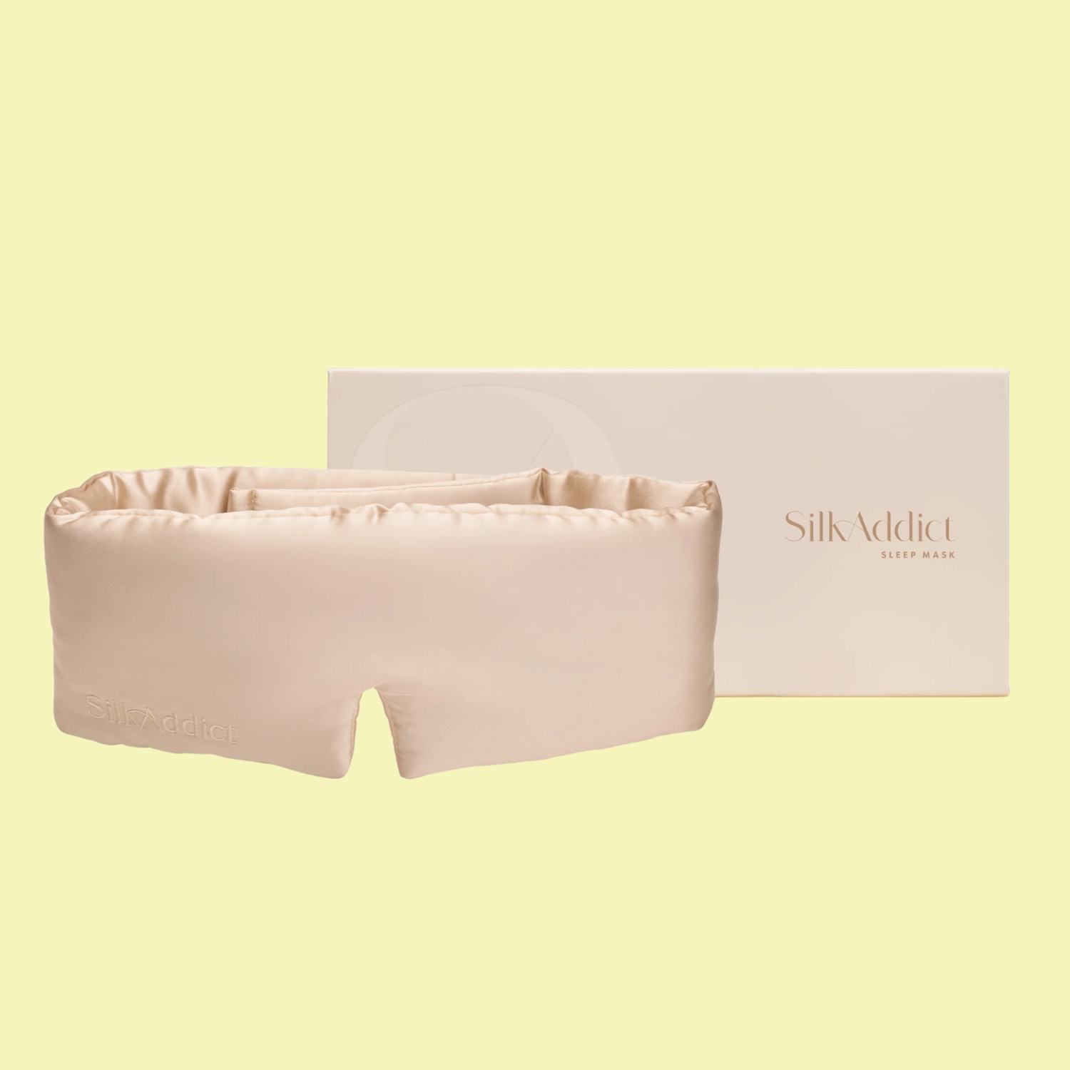 A caramel-colored sleep mask