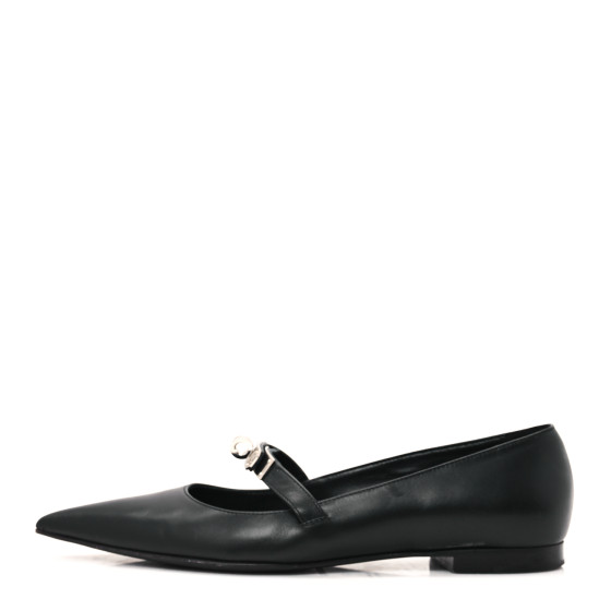 Hermes Calfskin Kelly Ballet Flats 37 Black