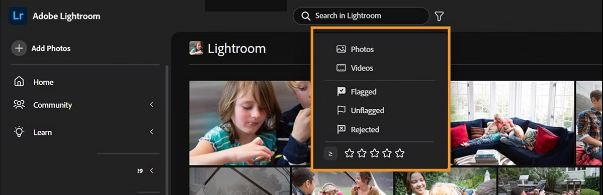 The updated search tool in Lightroom CC