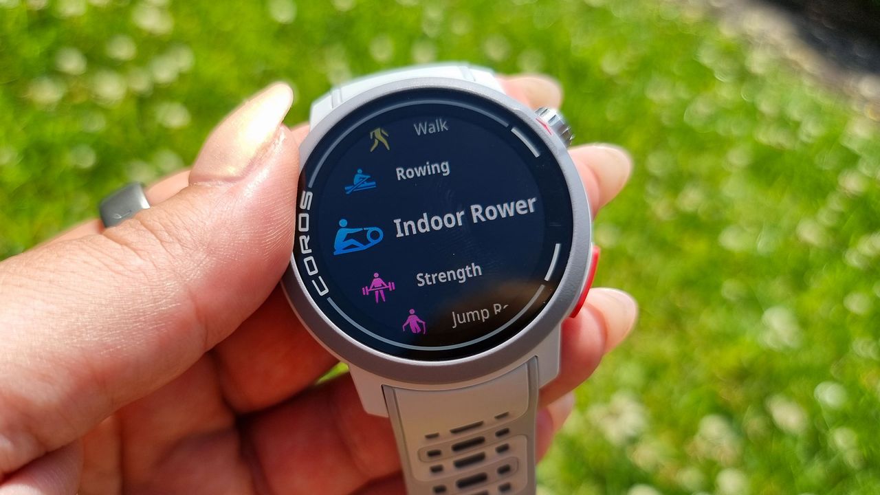 A close-up picture of the activity screen in the Coros Pace Pro