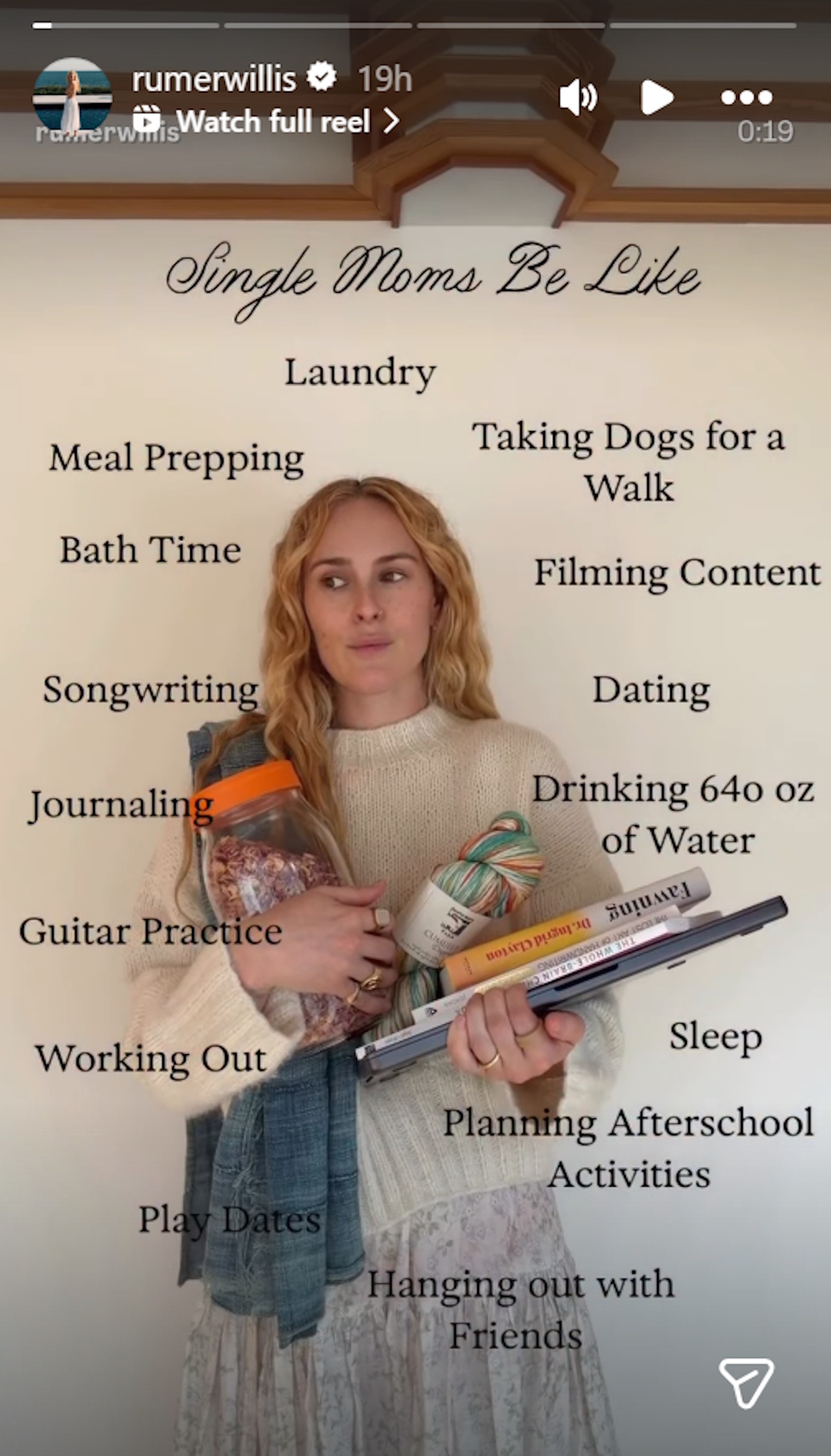 Rumer Willis posts Instagram Stories about being a single mom and refuting fans' claims that she lives off of money from parents Bruce Willis and Demi Moore.