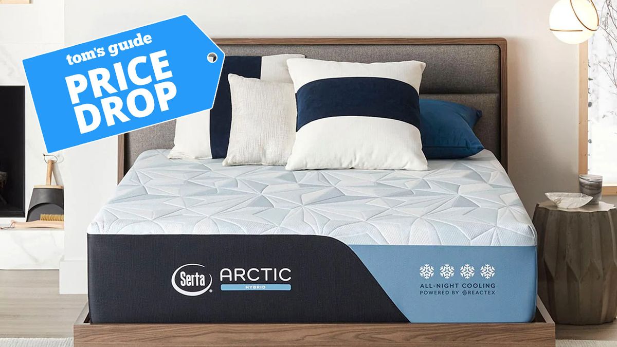 Serta Arctic cooling mattress with deals flag overlaid