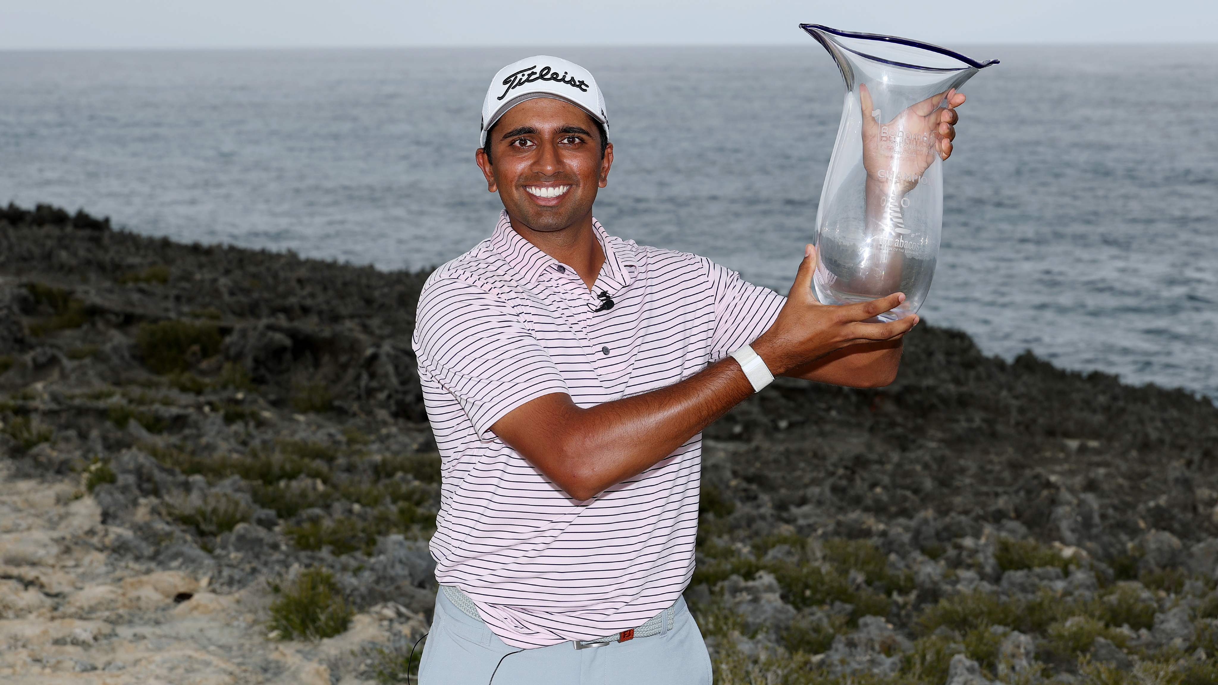 Sudarshan Yellamaraju with The Bahamas Great Abaco Classic at The Abaco Club trophy