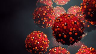 Illustration of a measles virus.